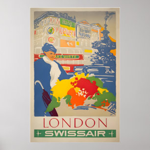 London Travel Poster England Art Print SWISS