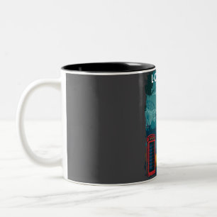 London Travel Poster with the skyline and more  Two-Tone Coffee Mug