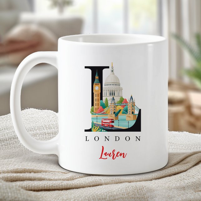London UK Monogram Letter L Personalized Gift Coffee Mug (London UK Monogram Letter L Personalized Gift Coffee Mug)