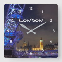 London UK Night Cityscape London Eye View