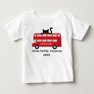 London UK Red Bus Cat family vacation keepsake  Baby T-Shirt