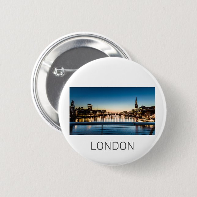 London Uk Skyline United Kingdom England Souvenir 2 Inch Round Button (Front & Back)