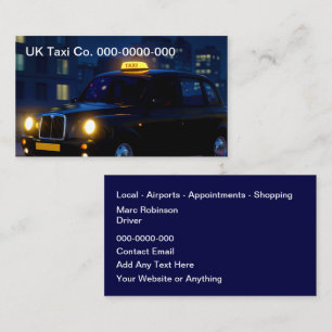 London UK Taxi Business Cards