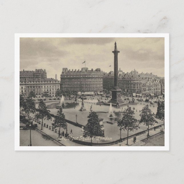 London UK, Trafalgar Square 1911 Vintage Inspired Postcard (Front)