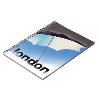 London umbrella travel poster notebook
