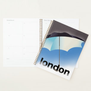 London umbrella travel poster planner