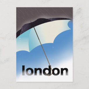 London umbrella travel poster postcard