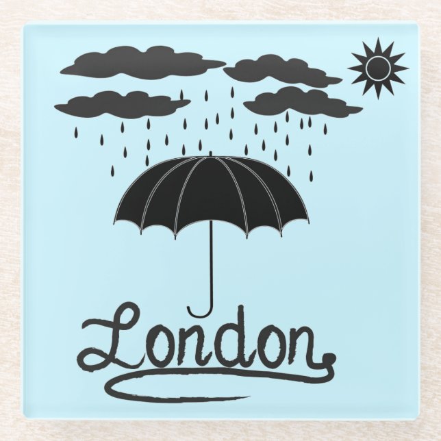London | Under An Umbrella Glass Coaster (Front)