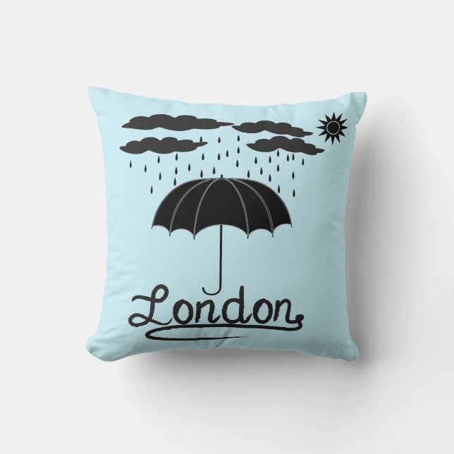 London | Under An Umbrella Throw Pillow (Front)