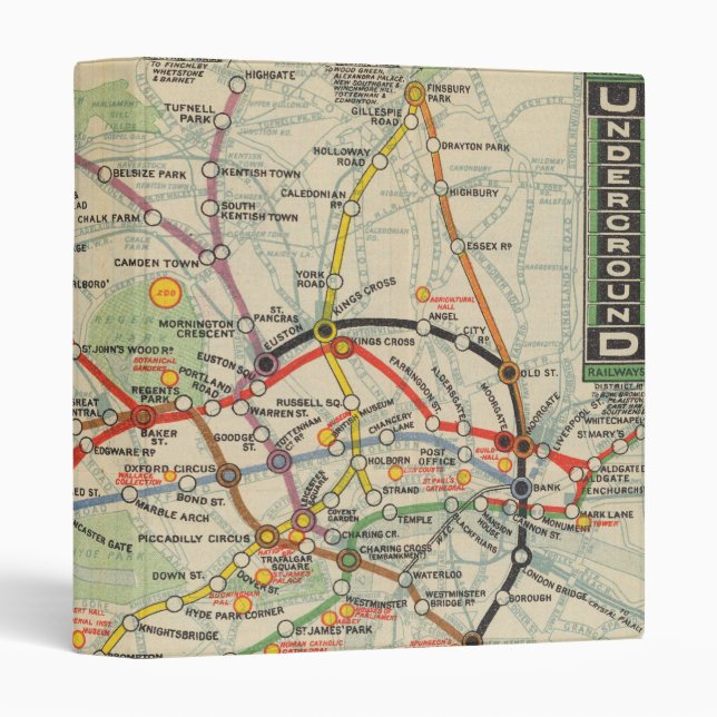 London Underground Railways Map Binder (Front/Spine)
