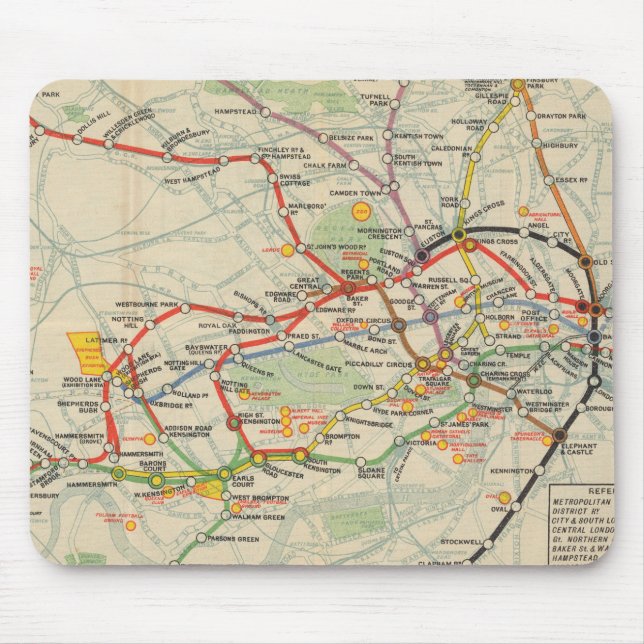 London Underground Railways Map Mouse Pad (Front)