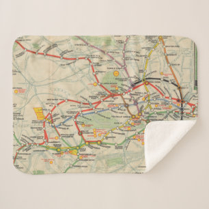 London Underground Railways Map Sherpa Blanket