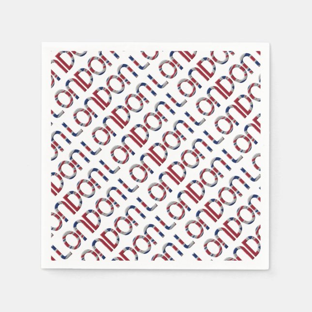 London Union Jack British Flag Typography Elegant Napkin (Front)