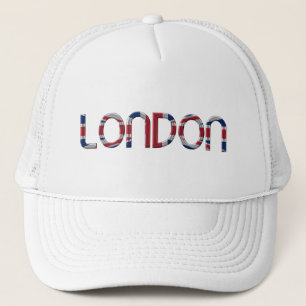 London Union Jack British Flag Typography Elegant Trucker Hat