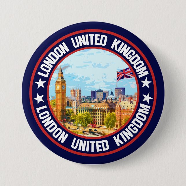 London United Kingdom                              3 Inch Round Button (Front)