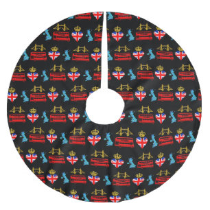 London, United Kingdom, British Tourist Icons Brushed Polyester Tree Skirt