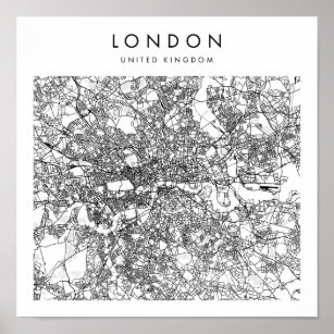 London United Kingdom Minimal Modern Street Map Poster