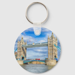 London, United Kingdom Tower Bridge River View   Keychain