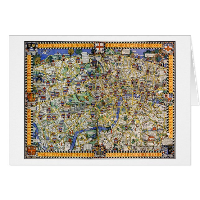 London Vintage Map Poster Restored (Front Horizontal)