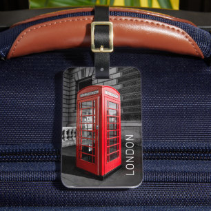 London Vintage Phone Box UK Retro Telephone Luggage Tag