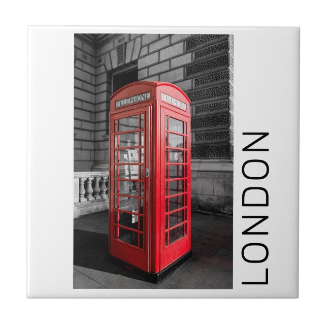 London Vintage Phone Box UK Retro Telephone Tile (Front)
