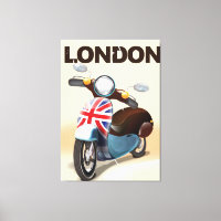 London vintage scooter union jack travel poster.