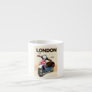 London vintage scooter union jack travel poster. espresso cup