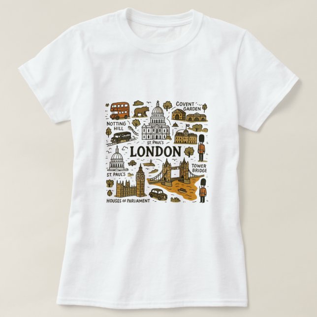 London vintage travel map T-Shirt (Design Front)