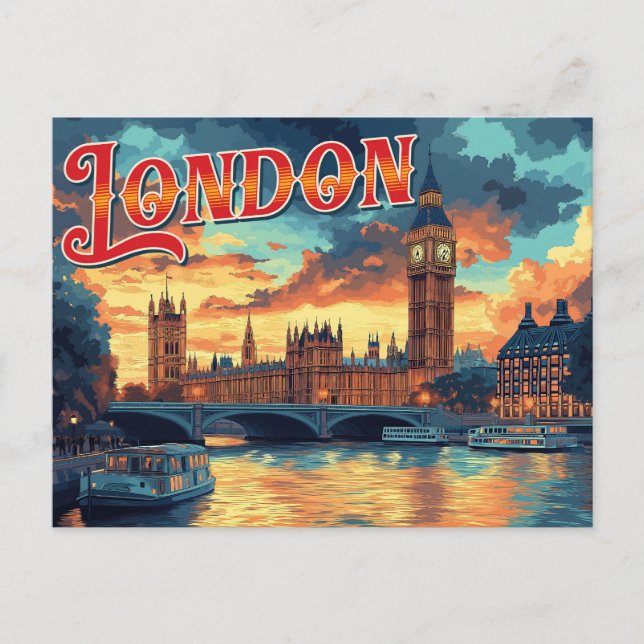 London Vintage Travel Postcard (Front)