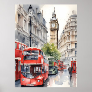 London watercolor art poster
