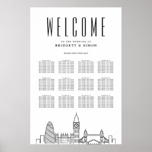 London Wedding Landmarks 12 Table Seating Chart
