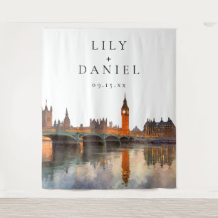 London Wedding Photo Backdrop Tapestry