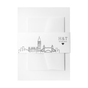 London Wedding Stylized Skyline Monogram Invitation Belly Band