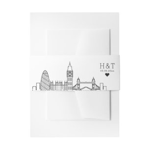 London Wedding Stylized Skyline Monogram Invite Invitation Belly Band