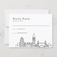 London Wedding | Stylized Skyline RSVP Reply Card