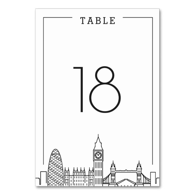 London Wedding | Table Number (Front)
