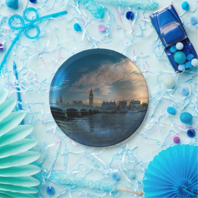 London Westminster Cityscape Photo Ball Paper Plate (Party)