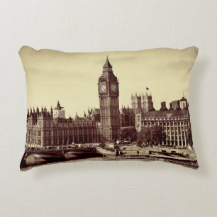 London Westminster with Big Ben and bridge. old,lo Accent Pillow