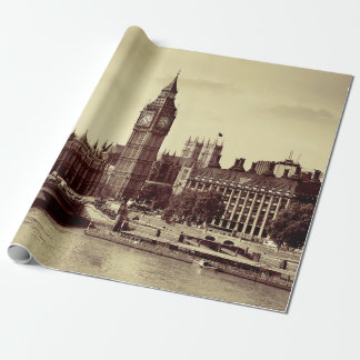 London Westminster with Big Ben and bridge. old,lo Wrapping Paper