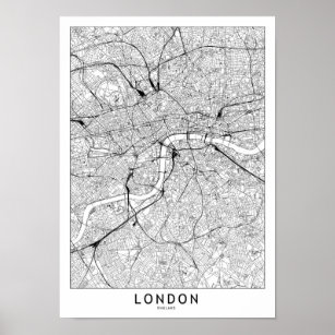 London White Map Poster