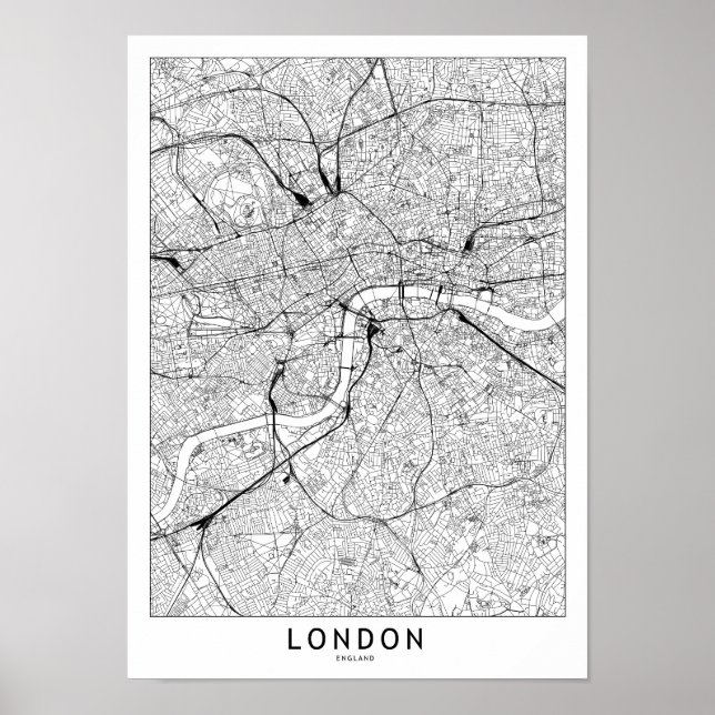 London White Map Poster (Front)