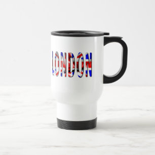 London Word With Flag Texture Travel Mug