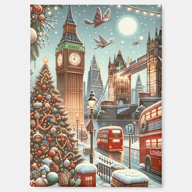 London's Festive Splendor - Vibrant Christmas Car Magnet (Front)