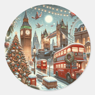 London's Festive Splendour - Vibrant Christmas Car Classic Round Sticker
