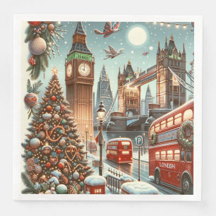 London's Festive Splendour - Vibrant Christmas Car Napkin
