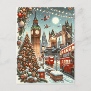 London's Festive Splendour - Vibrant Christmas Car Postcard