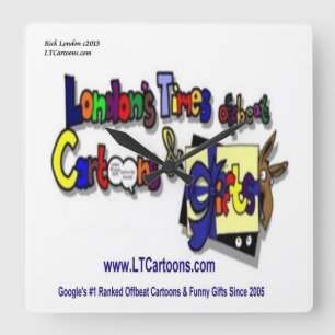Londons Times Cartoon Logo Square Wall Clock