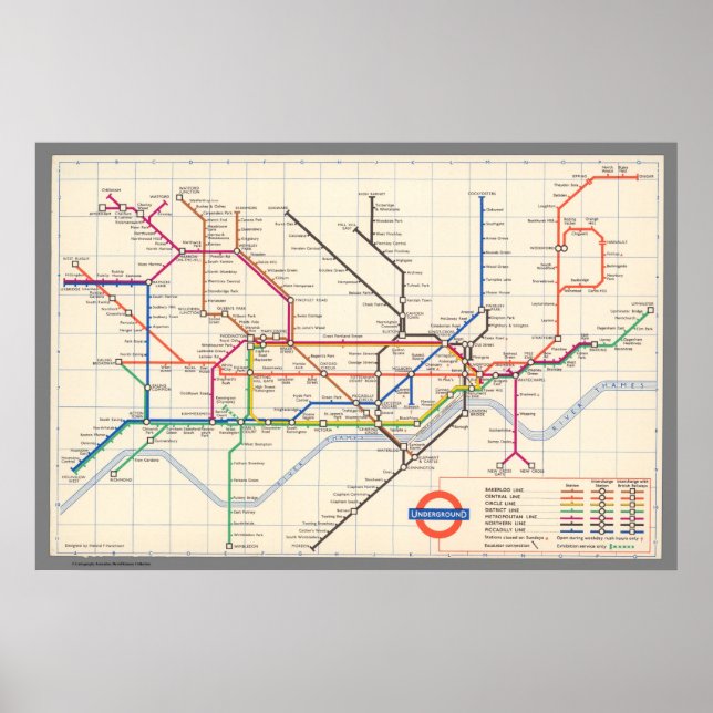 London's Underground Map Poster (Front)