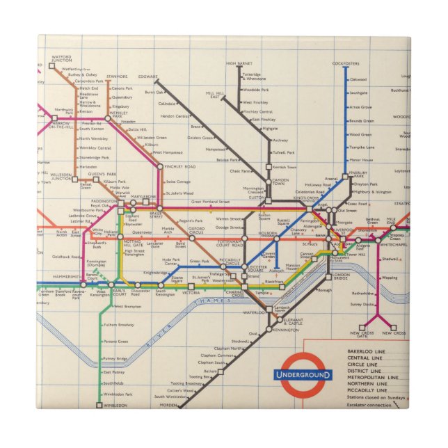 London's Underground Map Tile (Front)