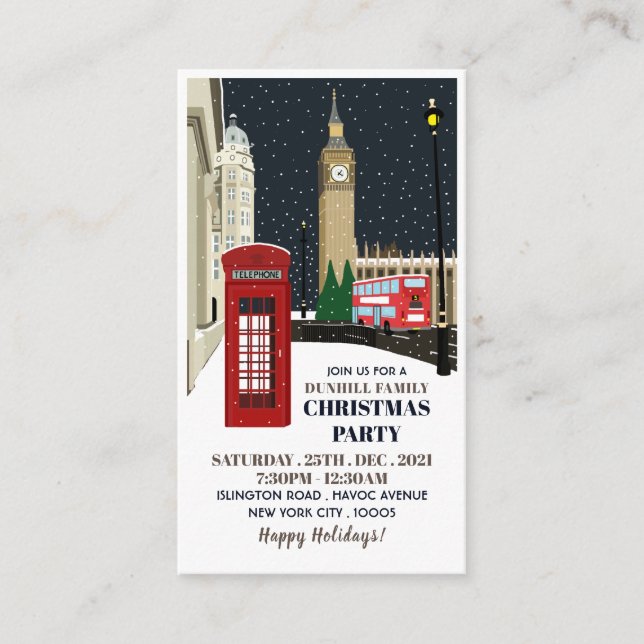 Londres à Noël, Noël fête Invitation billet (Devant)